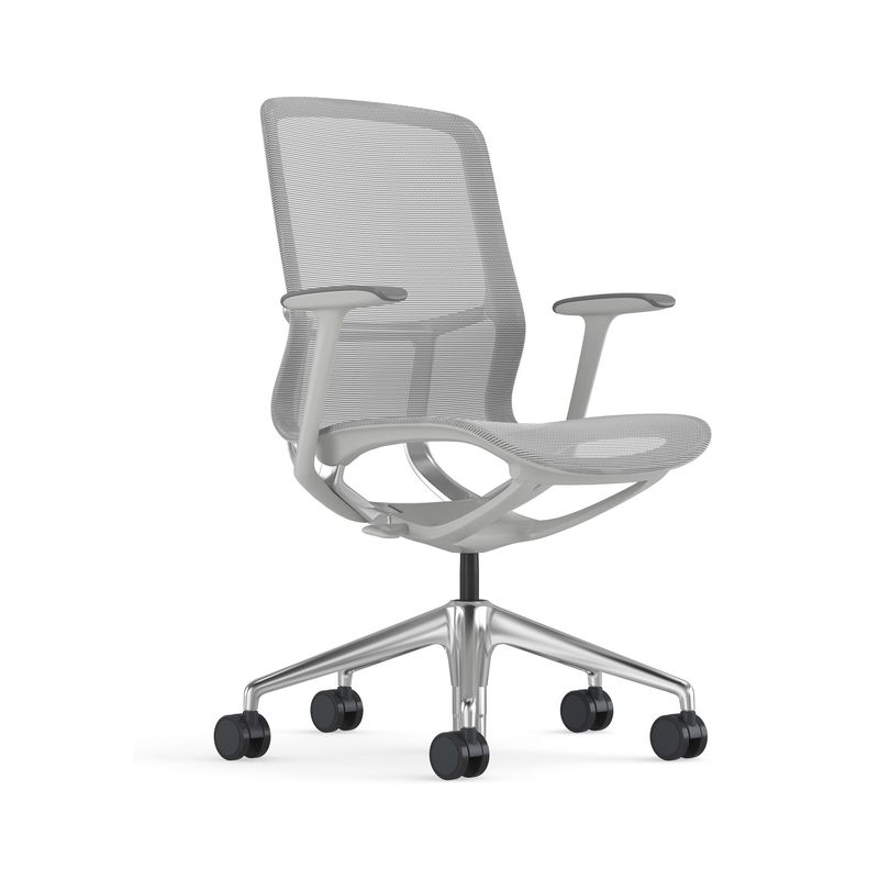 Tessera Alba, silla de malla gris con base de aluminio
