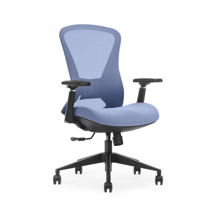 Tessera Cauce, silla de malla azul con estructura negra