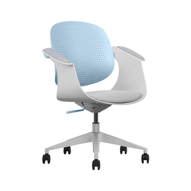 Tessera Vega, silla compacta de carcasa gris con respaldo azul